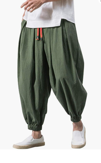 Men's casual linen jogger pants with drawstring, textured surface, and elastic cuffs Mune Fashion