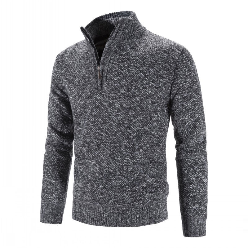 Men's knit sweater with half zip, high collar and structured waffle knit look Mune Fashion