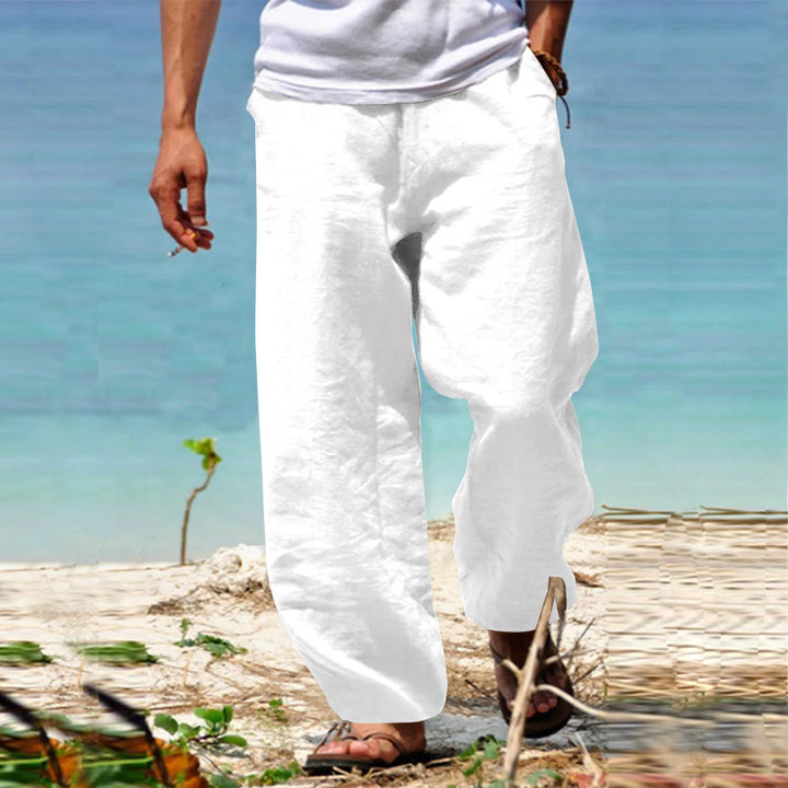 Men's Breezy Beach Pants in Baggy Cut made of Linen Blend with Drawstring Mune Fashion