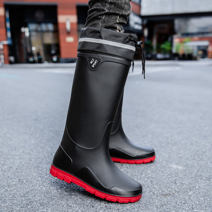 Men's Mid-Height Waterproof Rubber Boots with Contrasting Profile Sole Mune Fashion