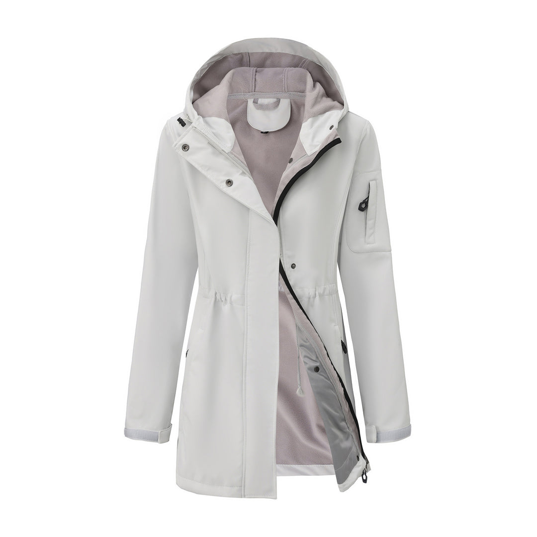 Women's nan functional softshell parka with teddy fleece lining, hood, and waist drawstring Mune Fashion