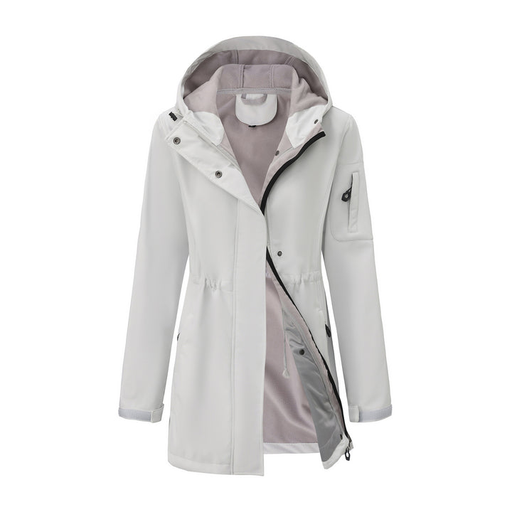 Women's nan functional softshell parka with teddy fleece lining, hood, and waist drawstring Mune Fashion