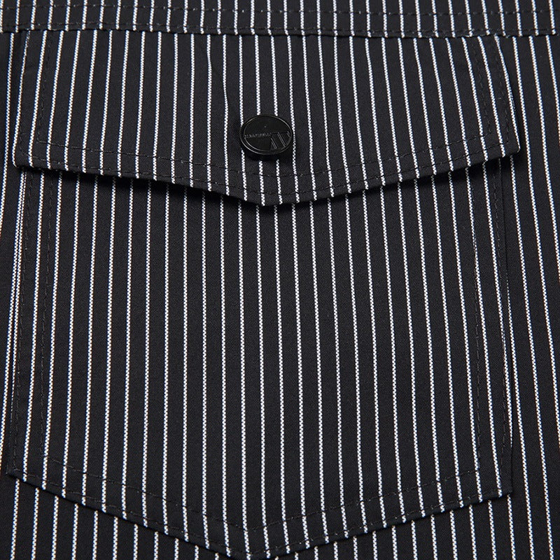 Men Striped Shirt Jacket Mune Fashion