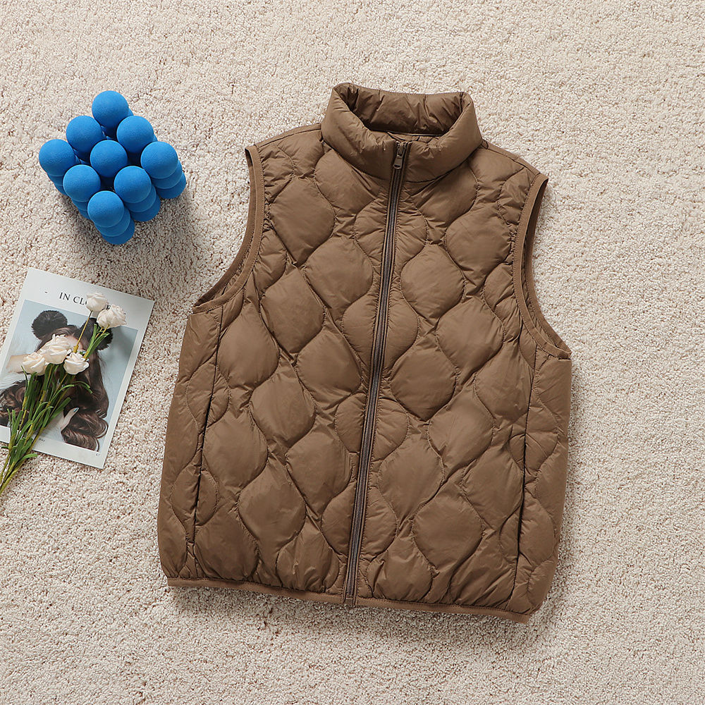 Women's ultralight quilted vest in drop stitch design with high stand-up collar Mune Fashion