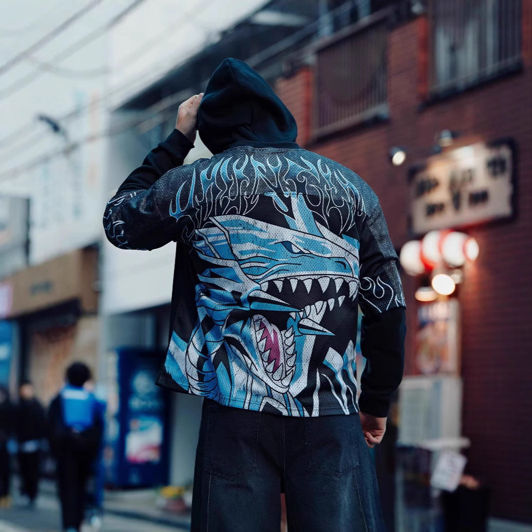 Unisex nan breathable mesh jersey with large area anime print and V-neck Mune Fashion