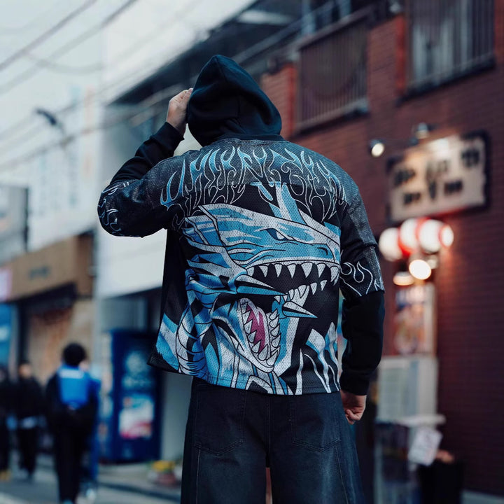 Unisex nan breathable mesh jersey with large area anime print and V-neck Mune Fashion