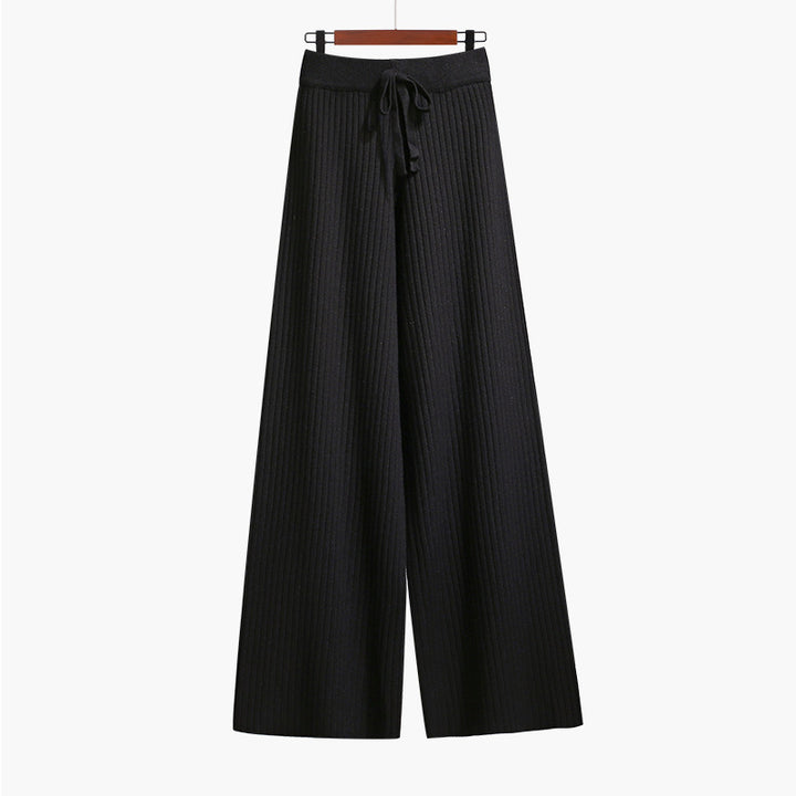 Women's wide-cut ribbed knit pants with drawstring Mune Fashion