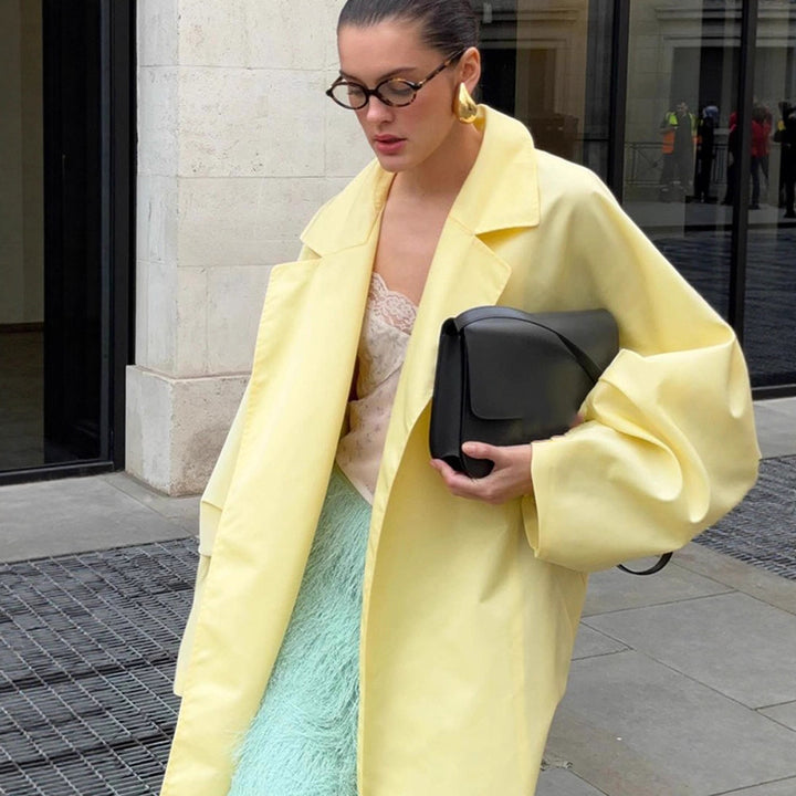 Ladies Maxilength Oversize Coat in Cocoon Cut with Concealed Button Placket Mune Fashion