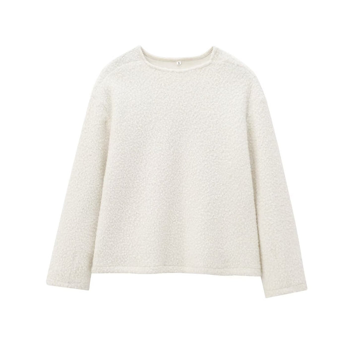 Women nan cozy Boucle sweater with round neck and relaxed oversized silhouette Mune Fashion