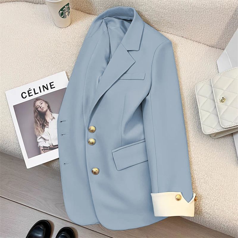 Women Elegant Blazer with Golden Buttons Mune Fashion