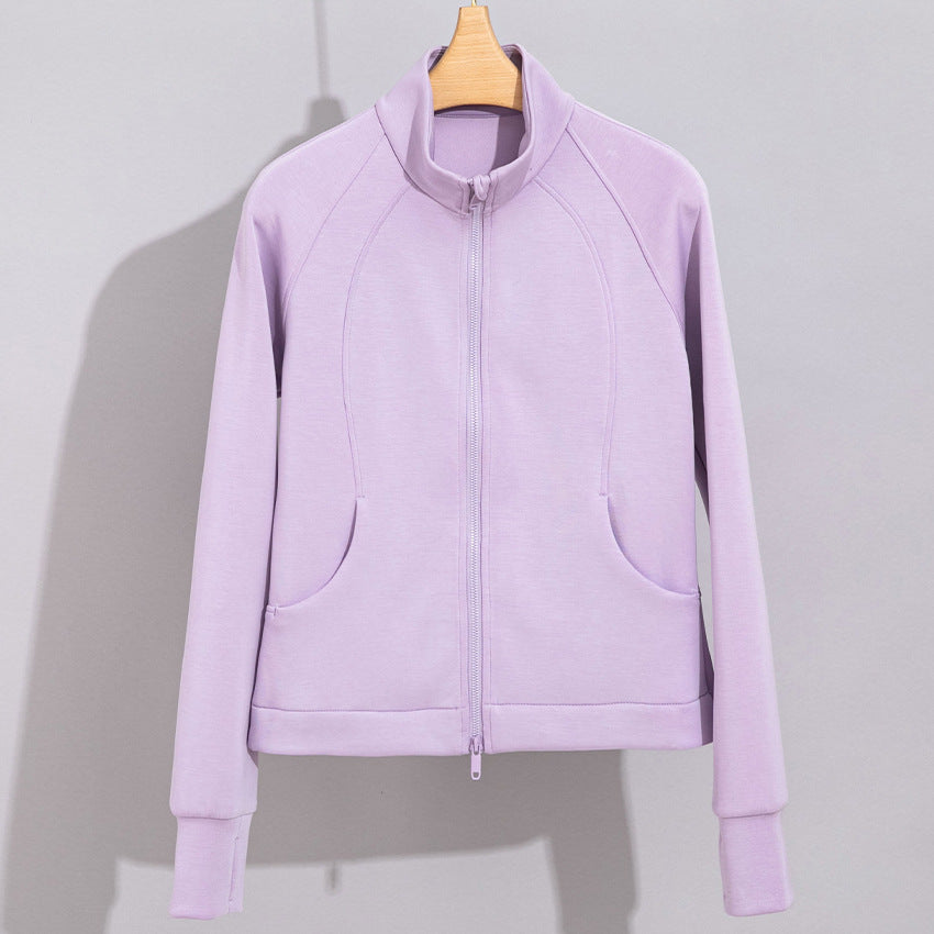 Women's Performance Training Jacket with Stand Collar and Thumb Hole Mune Fashion