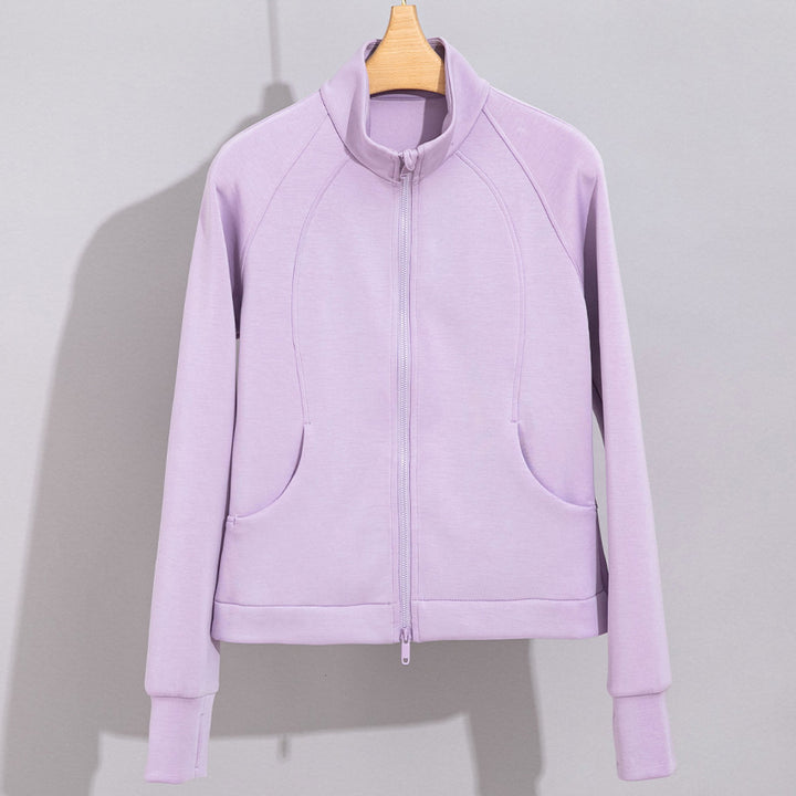 Women's Performance Training Jacket with Stand Collar and Thumb Hole Mune Fashion