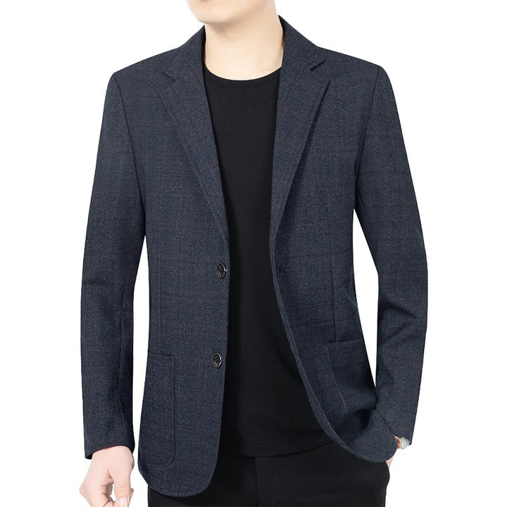 Men's Checked Semi-Structured Casual Blazer Made of Wool Blend with Patch Pockets Mune Fashion
