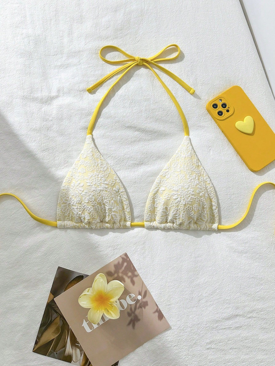 Women Flower-Decorated Triangle Bikini Mune Fashion