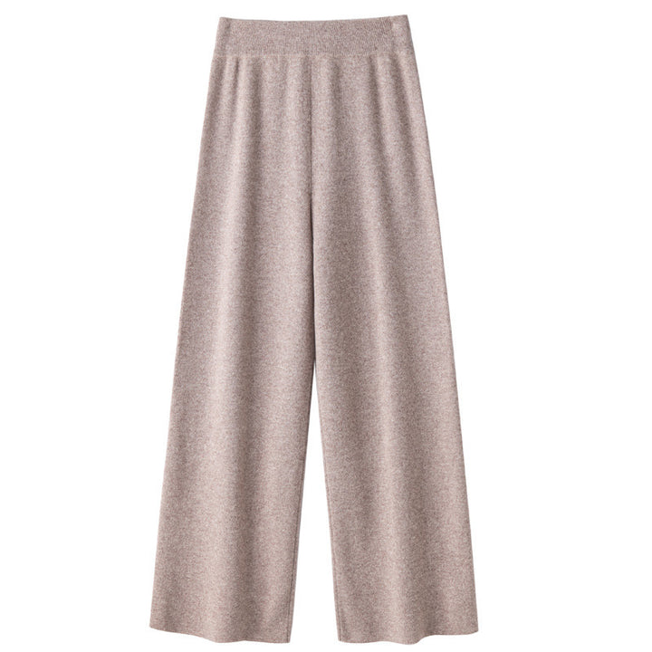 Women's Wide Knit Pants with High Waist and Cashmere-like Softness Mune Fashion