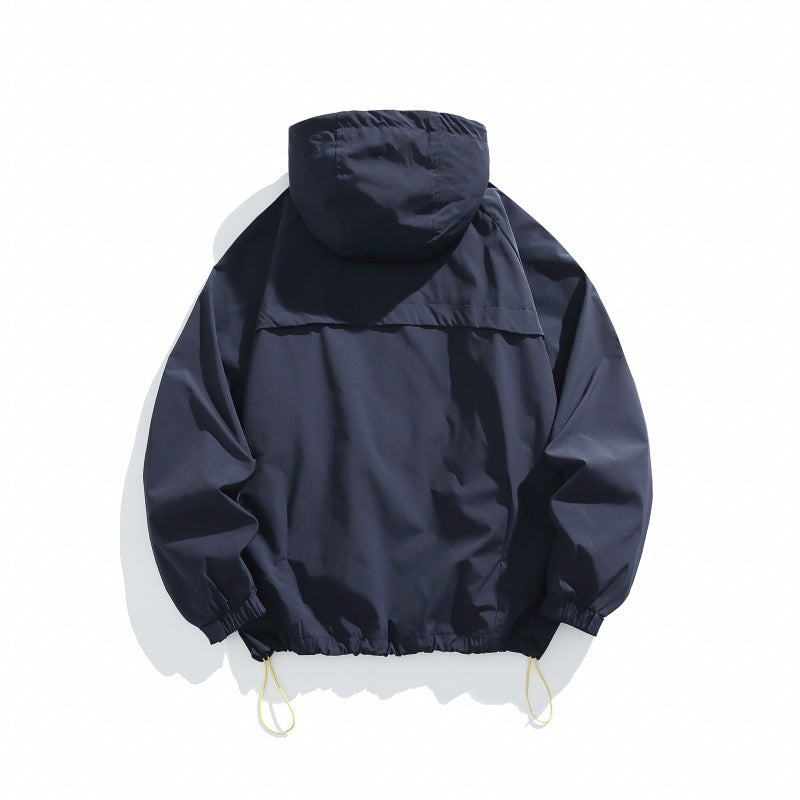 Unisex Technical Hooded Windbreaker in Boxy Cut with Vertical Chest Zippers and Drawstring Hem Mune Fashion