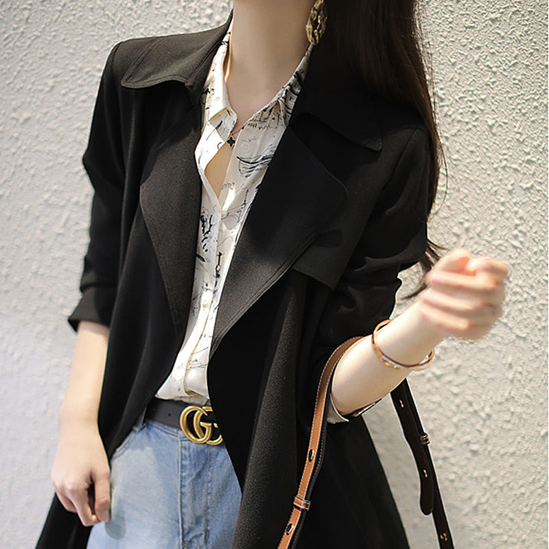 Women's Elegant Trench Coat with Waist Belt and Practical Pockets Mune Fashion