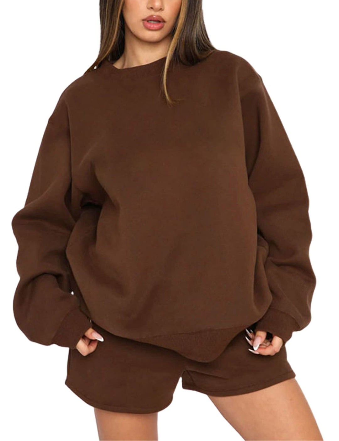 Women's oversized sweatshirt and shorts home set made of soft terry Mune Fashion