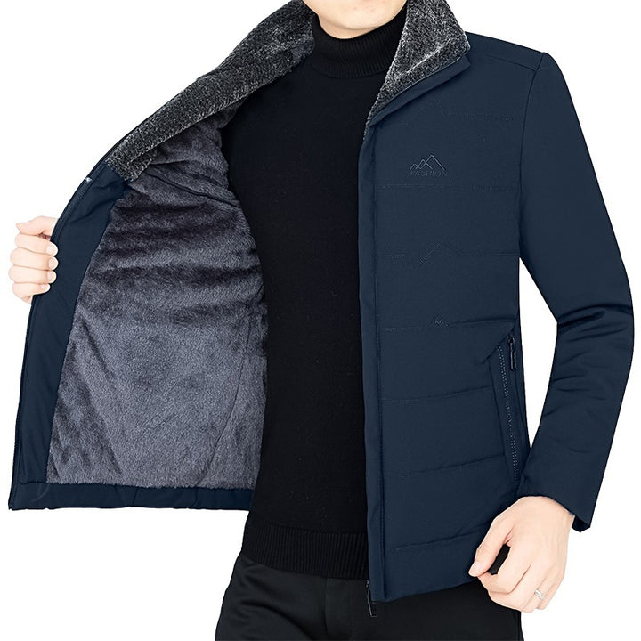 Men's thermo stand-up collar jacket with soft teddy lining and zippered pockets Mune Fashion