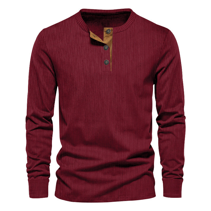 Men's ribbed thermo henley made of cotton blend with three-button placket and elastic cuffs Mune Fashion