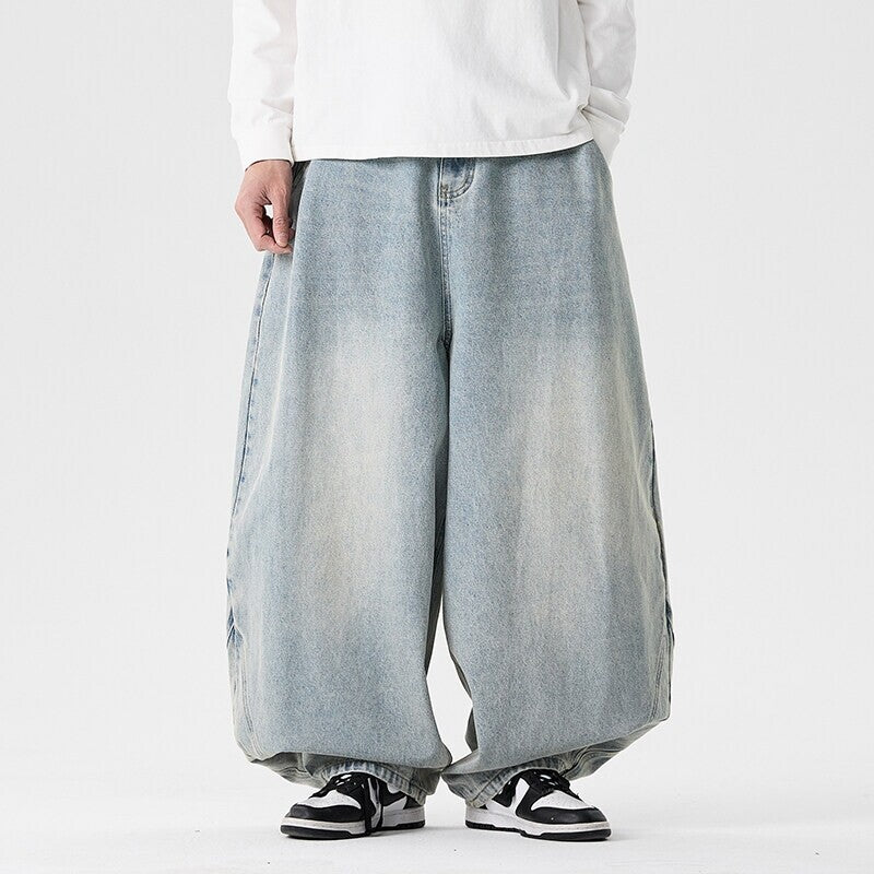 Men's extra-wide baggy jeans with a deep step, relaxed low-crotch cut, and wide hem Mune Fashion