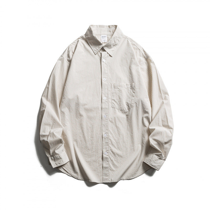 Men's oversized shirt made of cotton blend with fine pinstripes and chest pocket Mune Fashion