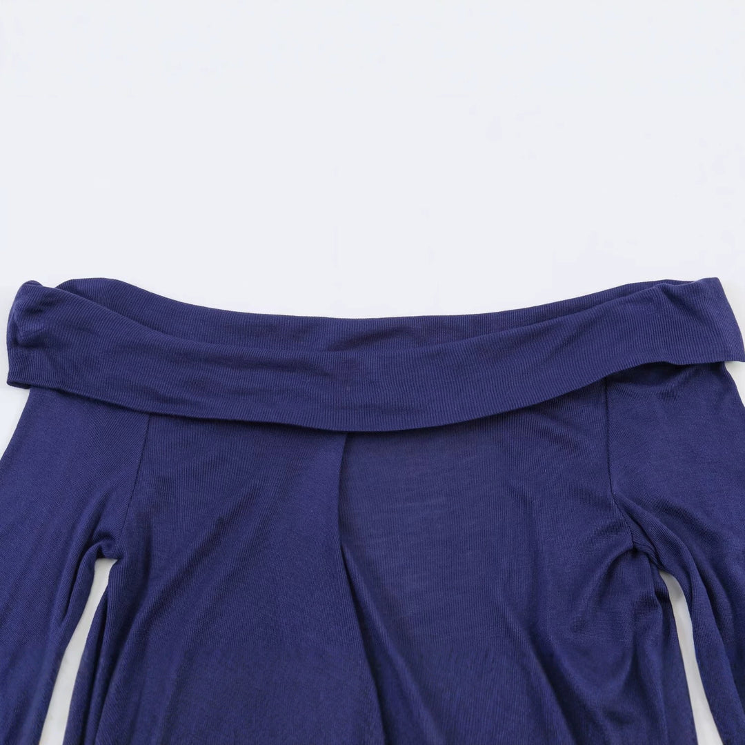 Women Off-Shoulder Wrap Top with Tie Belt and Ribbed Structure Mune Fashion