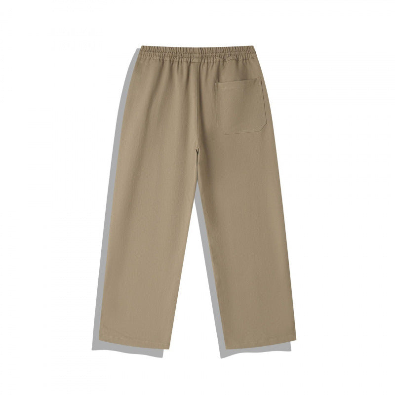 Unisex Wide Relaxed Pants with Elastic Waistband, Drawstring and Decorative Stitching Mune Fashion