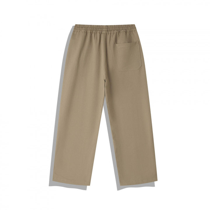 Unisex Wide Relaxed Pants with Elastic Waistband, Drawstring and Decorative Stitching Mune Fashion