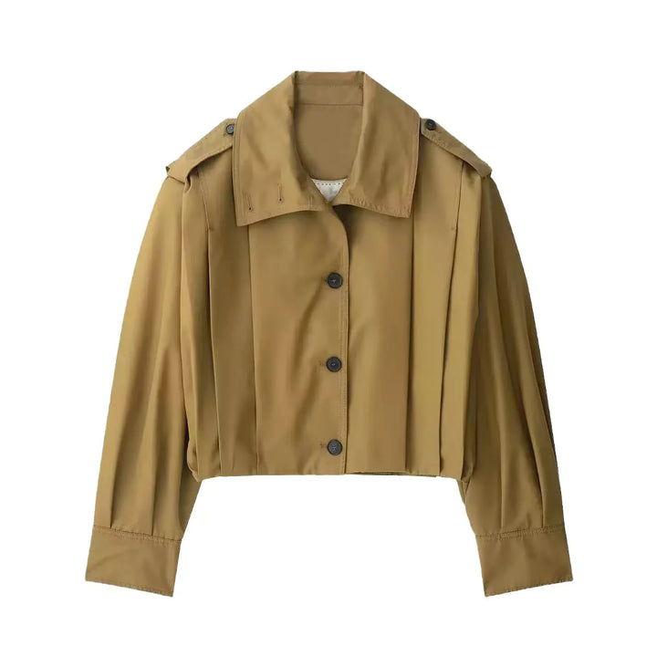 Women's cropped short blazer with boxy cut, extended cuffs, and precise darts Mune Fashion