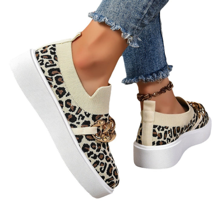 Women Fashionable Slip-On Sneakers with Elegant Chain Detail Mune Fashion