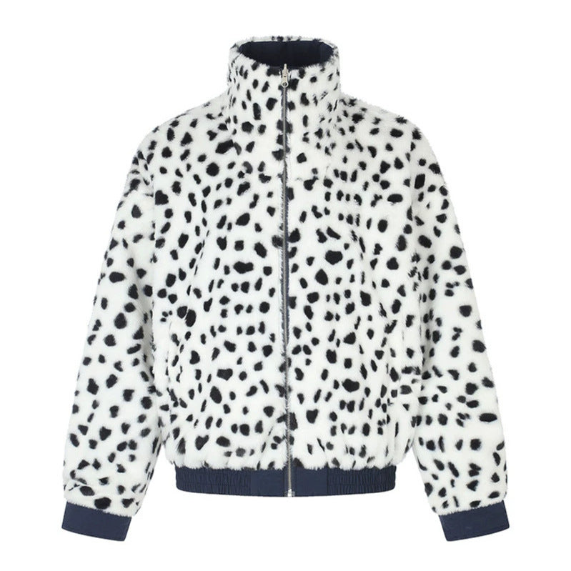 Women's Padded Blouson Jacket with Stand-Up Collar and Leopard Lining Mune Fashion