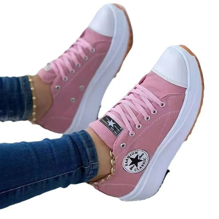 Women's platform sneaker made of canvas with zigzag rubber outsole and reinforced toe cap Mune Fashion