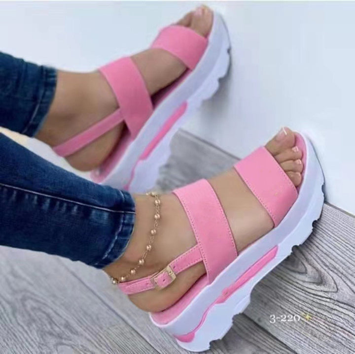 Women's sporty platform sandal with double strap adjustable heel closure and padded comfort footbed Mune Fashion