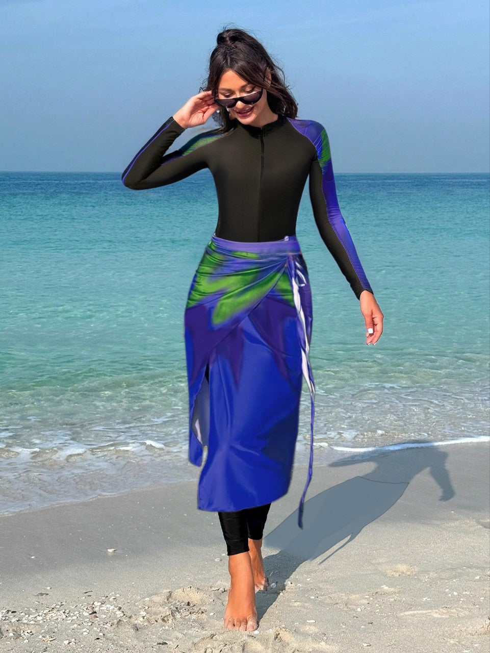 Women's functional sports swimsuit with wrap skirt Mune Fashion
