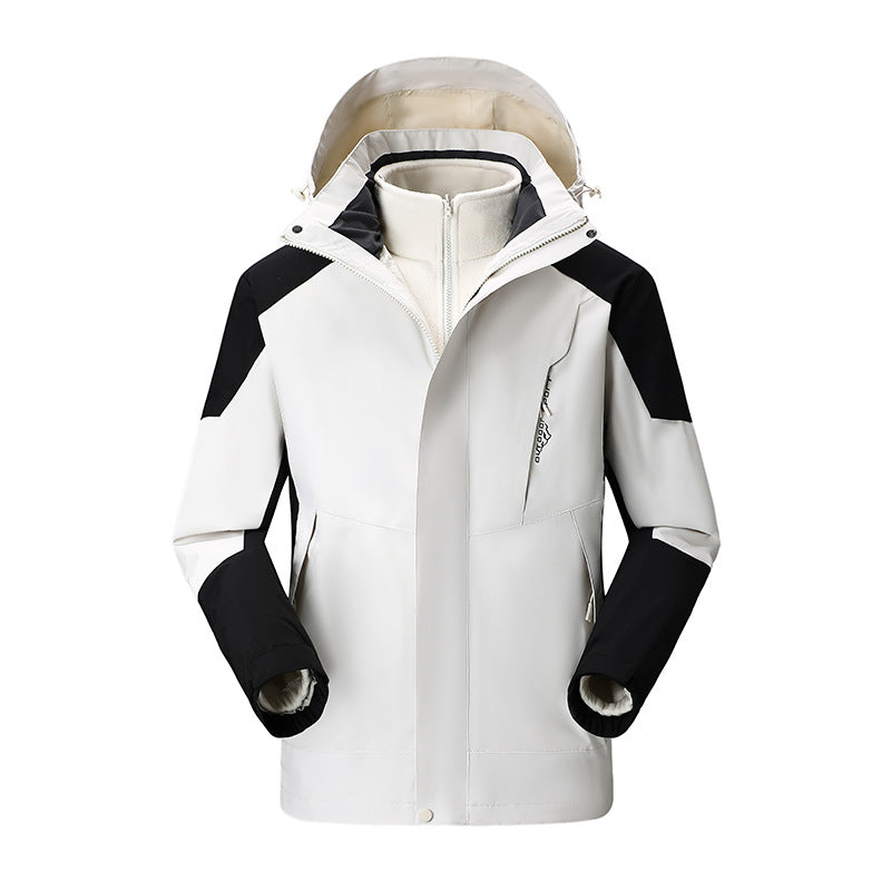 Women's two-layer outdoor jacket with detachable fleece inner jacket and adjustable hood Mune Fashion