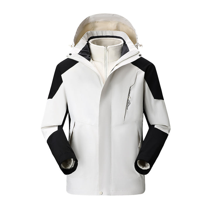 Women's two-layer outdoor jacket with detachable fleece inner jacket and adjustable hood Mune Fashion