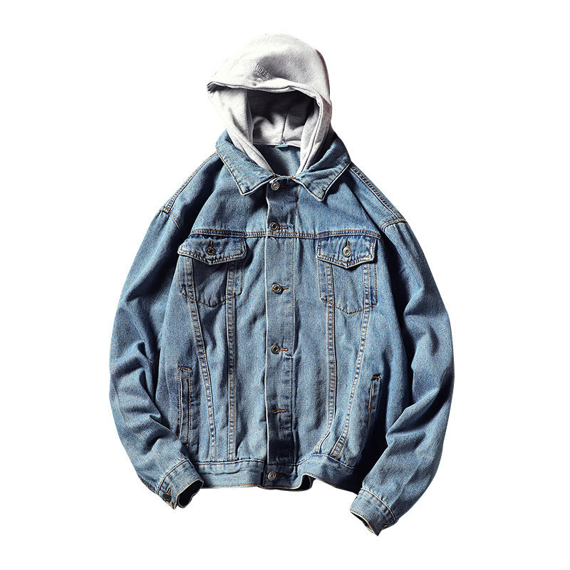 Men's Casual Denim Jacket with Integrated Hood Mune Fashion