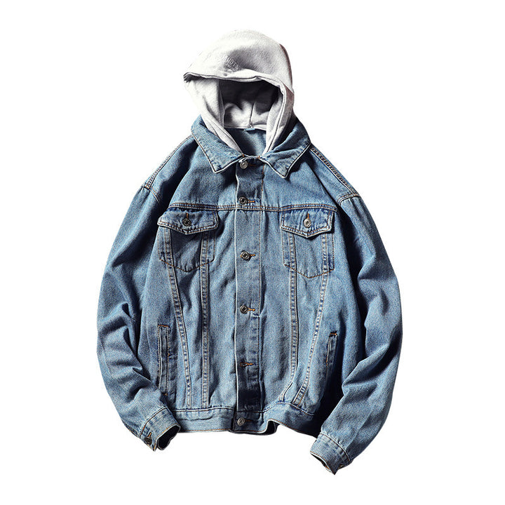 Men's Casual Denim Jacket with Integrated Hood Mune Fashion