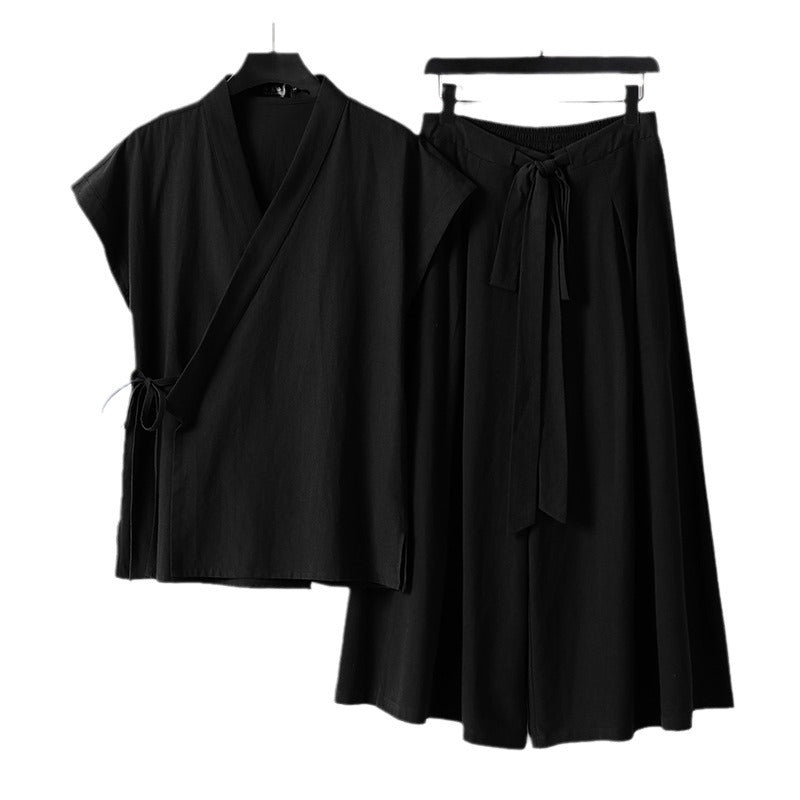 Women's Kimono Loungewear Set with Wrap Top and Wide Palazzo Pants Mune Fashion