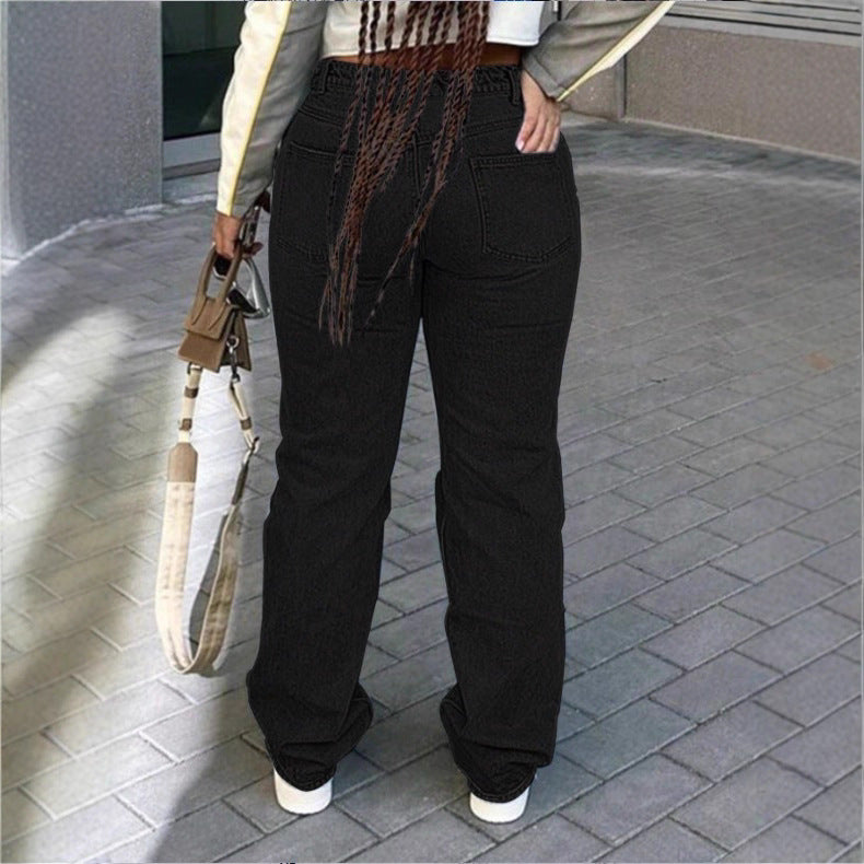Women's high-cut wide denim jeans with pronounced ripped details and a casual fit Mune Fashion