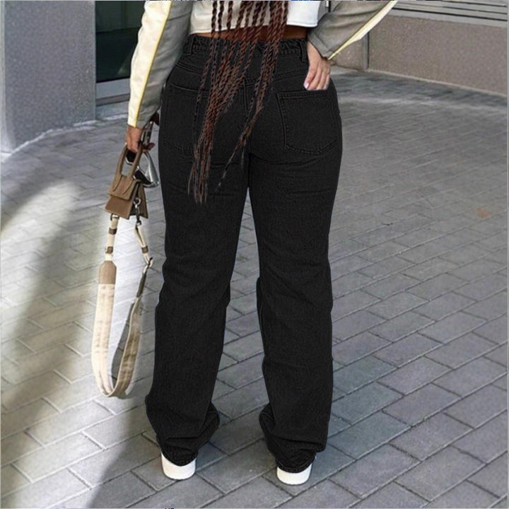 Women's high-cut wide denim jeans with pronounced ripped details and a casual fit Mune Fashion