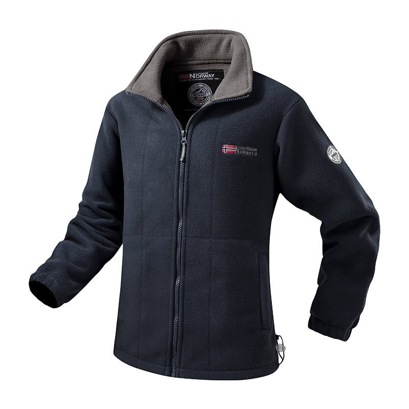 Men's Robust Trekking Fleece Jacket with High Stand-Up Collar, Full-Length Zipper & Practical Side Pockets Mune Fashion