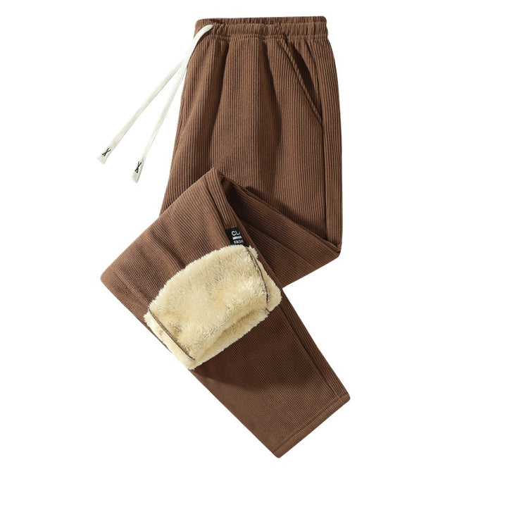 Women's Padded Corduroy Jogging Pants with Teddy Lining, Drawstring Waist & Side Pockets Mune Fashion