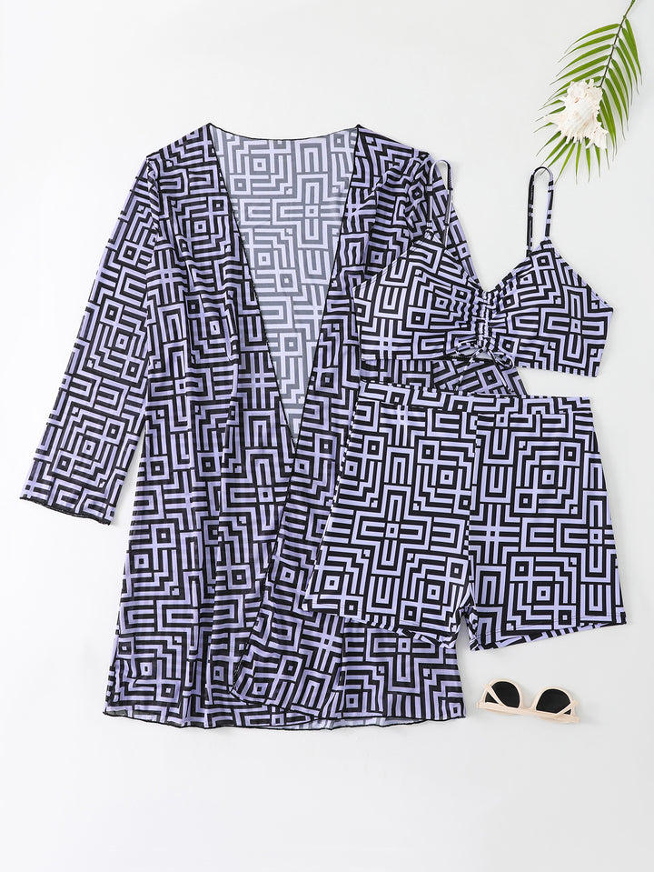 Women's Swimwear Set with Stylish Kimono and Shorts Mune Fashion