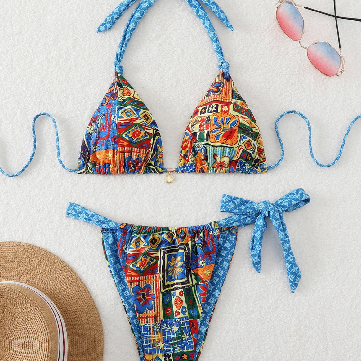 Women's bikini set with playful designs and adjustable knot Mune Fashion