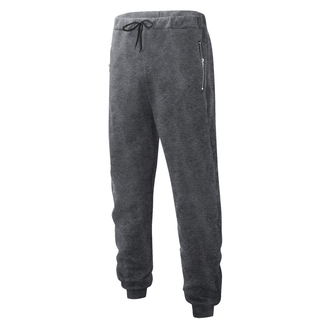 Men's comfortable jogging pants with elastic waistband drawstring tapered legs and side zip pockets Mune Fashion
