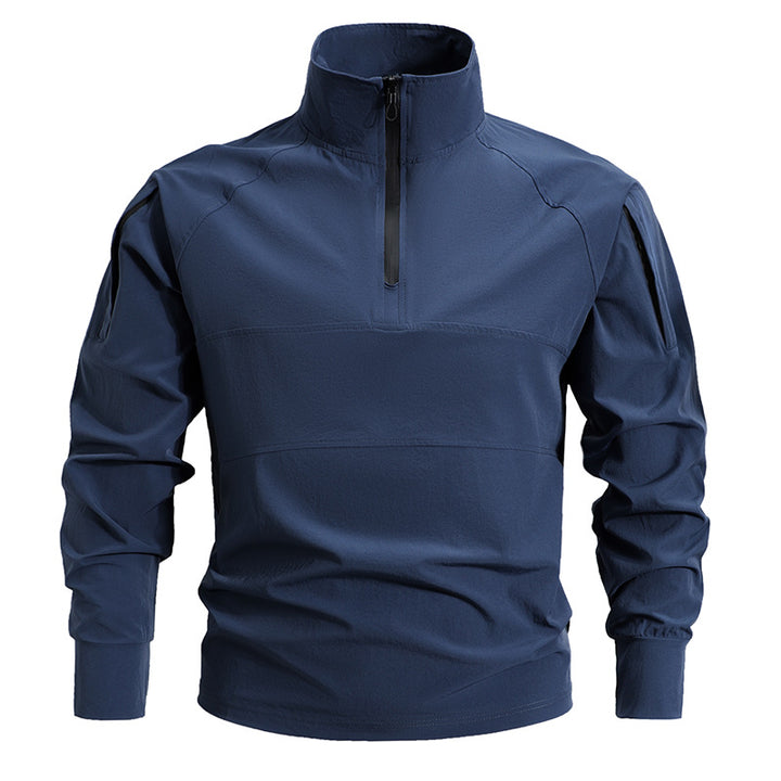 Men's tactical half-zip softshell pullover with arm pockets and high collar Mune Fashion