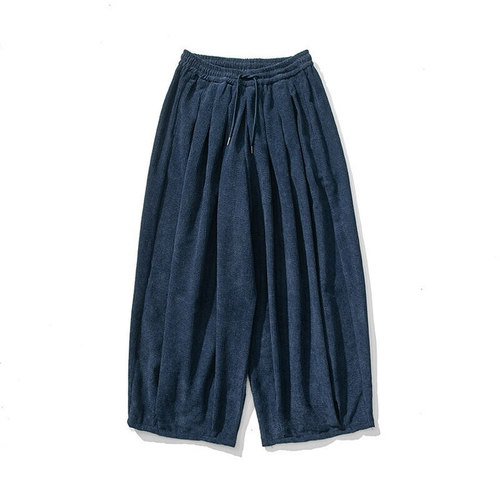 Men's Extra Wide Corduroy Balloon Pants with Pleats, Drawstring, and Heavy Draping Mune Fashion