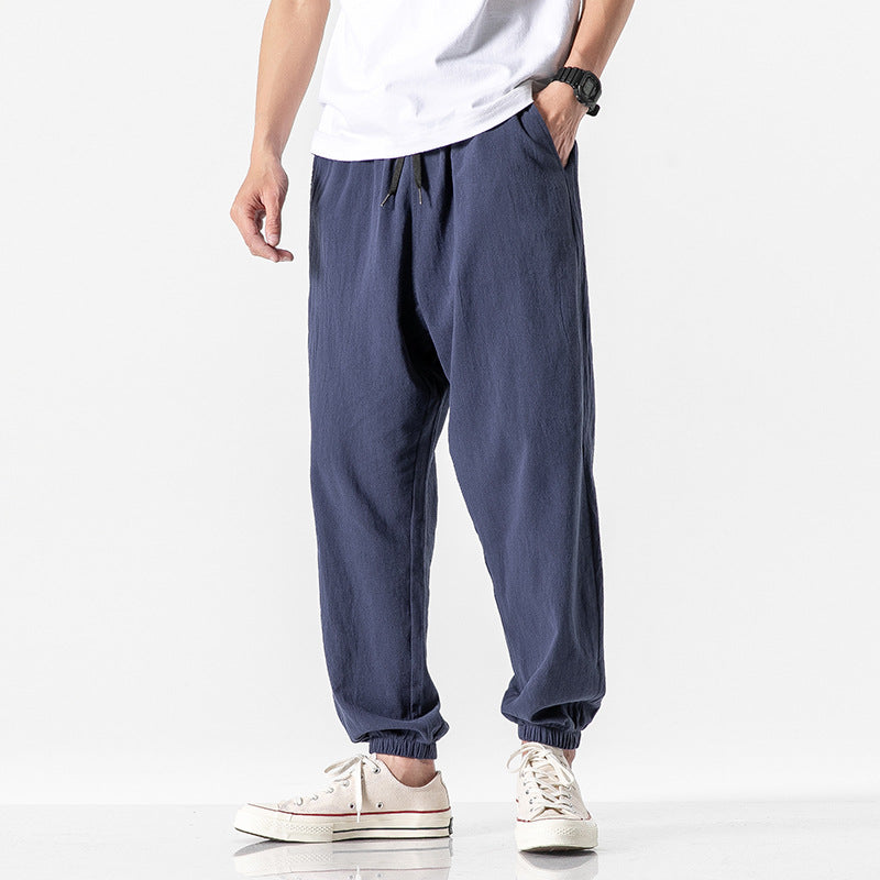 Men's relaxed-fit jogger pants with drawstring, ribbed ankle cuffs, and breathable linen blend Mune Fashion